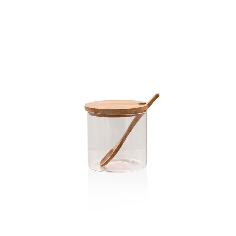 Elegant 350 ml Glass Storage Jar with Bamboo Lid, 3.5 x 3.5 x 3.5 inches | 100% Durable Glass, Ideal for Kitchen Organization, Pantry Storage & Home Decor | Stylish & Functional Design, Not Dishwasher or Microwave Safe