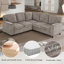 Canapé en L avec canapé-lit, canapé-lit avec siège de rangement, canapé-lit modulaire à 5 places avec port USB, canapé-lit modulaire pour salon, appartement, brun clair