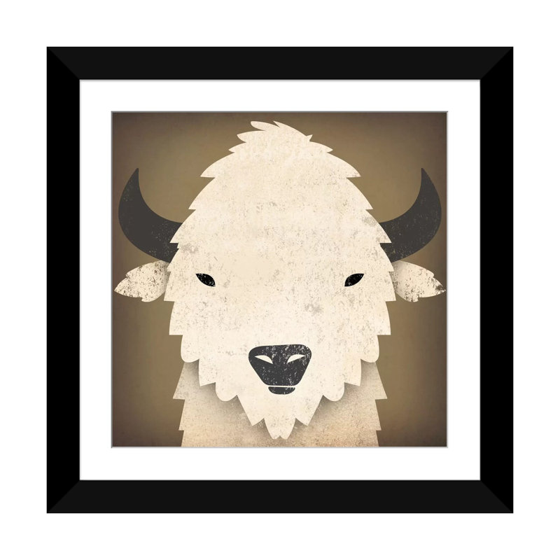 Art encadré Penarth Buffalo, H 16 po x l 16 po x P 1 po, Papier d'art encadré noir