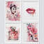 Actrice, rouge à lèvres, bouteille de parfum française, talon haut, impression sur papier, 4 pièces-97782501-97782504