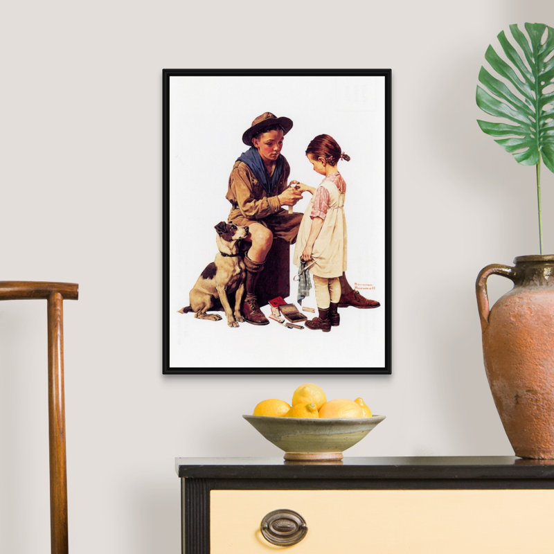 «Scout Bandage Girls Finger», art mural sur toile, H 26 po x l 20 po x P 1,75 po, Cadre flottant noir