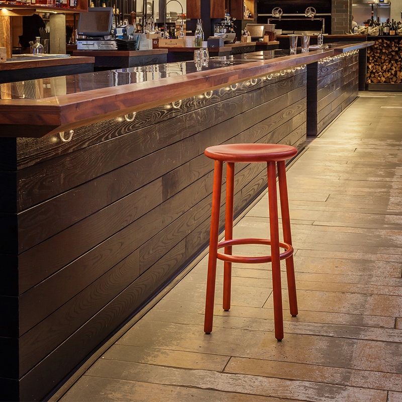 Ai Solid Wood Bar Stool, Japanese Red, Bar Stool (30" Seat Height)