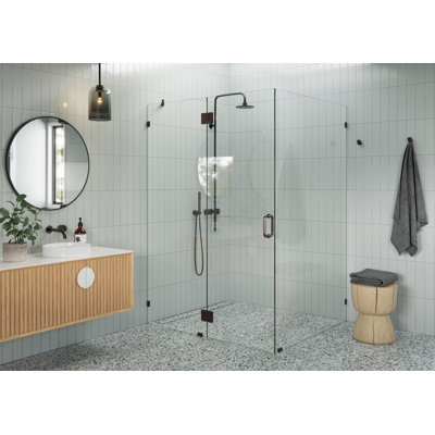 Glass Warehouse 78" X 54" X 48" Frameless 90 Degree Shower Enclosure - Glass Hinge