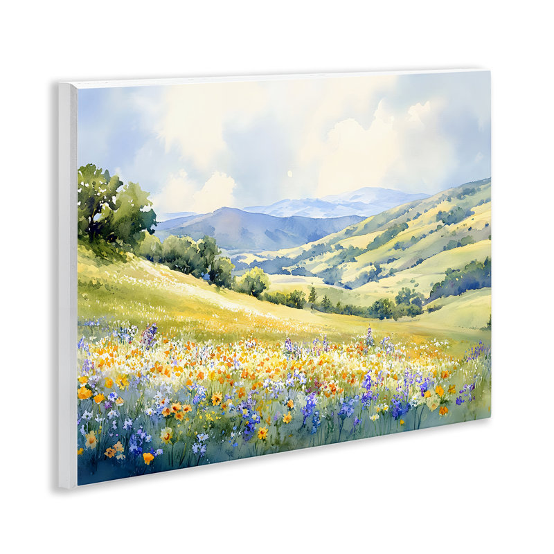 Plaque printanière «Spring Meadow with Distant Mountain», conception par Franklyn Gregory