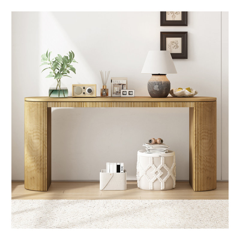 Console incurvée à rayures verticales uniques, idéale pour le salon, le bureau et l'entrée