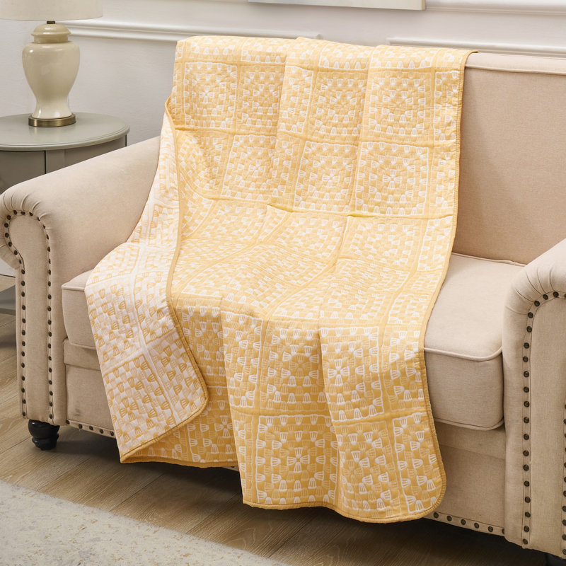 Jeté Greenland Home Fashions Granny Square, doré - 50 x 60 pouces