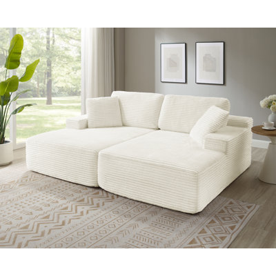 Boneless 80.7” Oversized Double Lounge Chaise,Cloud Plush Sofa Bed,Upholstered Boneless Cloud Sofa Deep Seat,Modern Corduroy Sleeper Loveseat Chair For Living Room Bedroom Reading,No Assembly Required