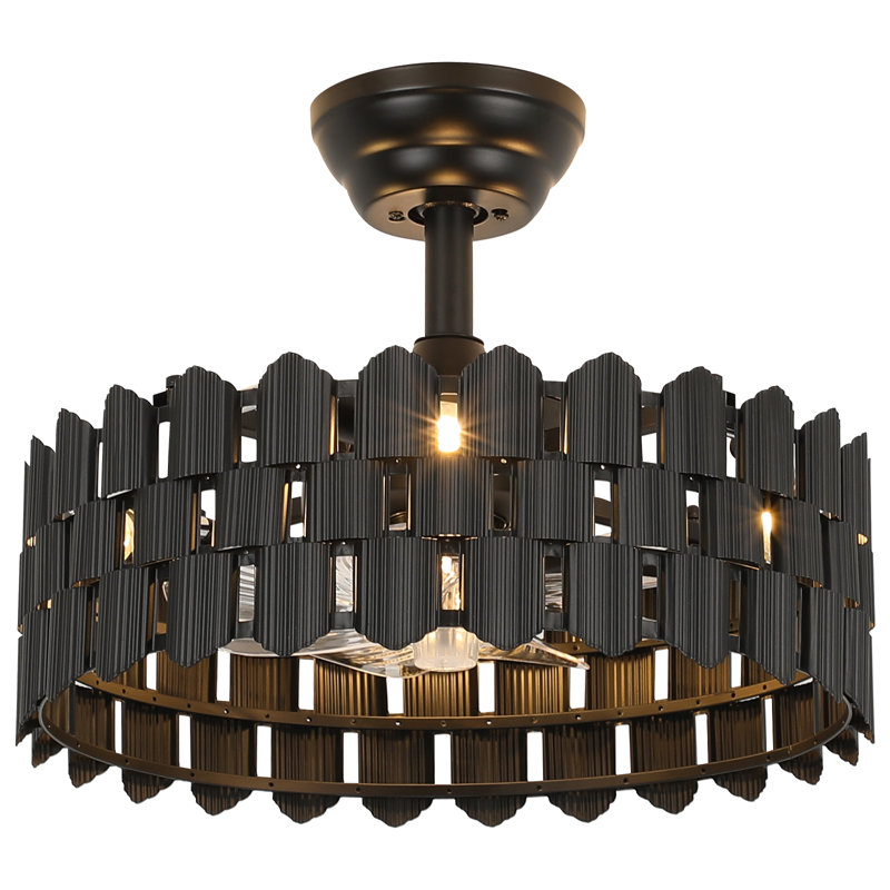 Katia 17.7" Modern Black Ceiling Fan With Light, Reverse 6 Speeds Dimmable and Remote Included