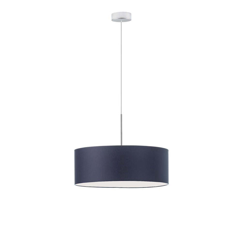 Aubryn 3 - Light Drum Pendant, Chrome, Navy Blue, 120cm H x 40cm W x 40cm D