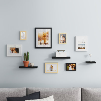 Engineered Wood Picture Frame - Set of 7 with Mat