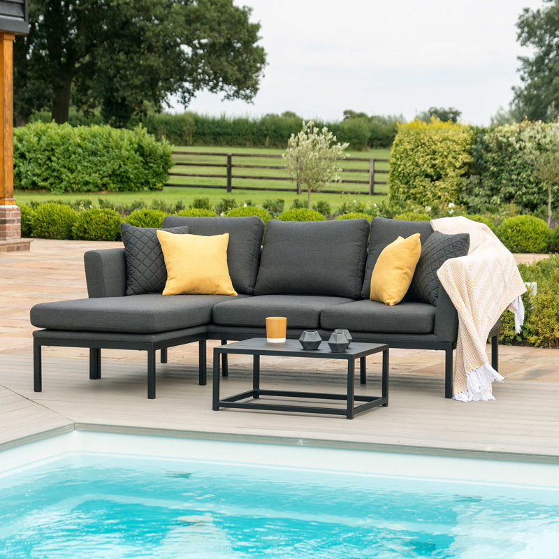 Boisdale Outdoor Fabric Chaise Sofa Set, Charcoal, Black