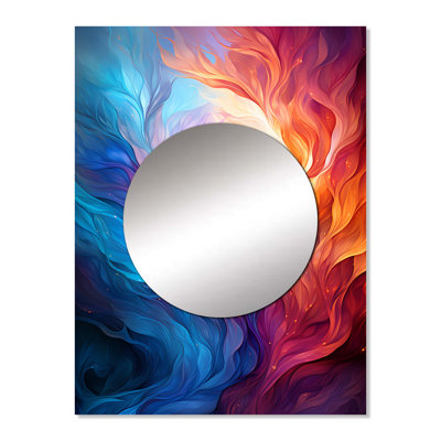 Inesse Yellow Orange Abstract Fractal Infinite Symphony - Fractals Wall Mirror, Yellow Decorative Mirror, Printed Metal Art
