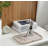 Guein Rectangle Natural Marble Tray,Travertine Silver
