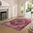 Traditional Machine Washable Area Rug with Non-Slip Backing,Red -329370493