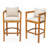 Abaco Outdoor Barstool, Teak Finish Wood With Beige Cushion, Set Of 2