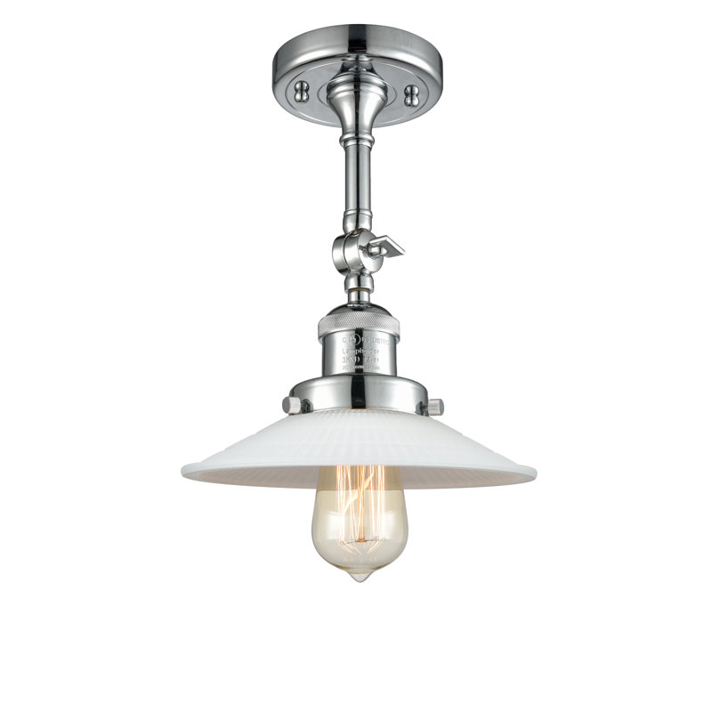 Plafonnier semi-encastré 1 lumière 8,5 po Miramontes, Ampoule non incluse, Chrome poli, Matte White Halophane