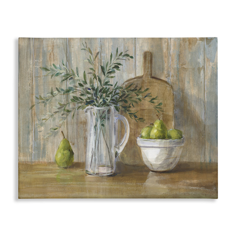 «Rustic Pears Still Life», art mural sur toile par Danhui Nai, H 36 po x l 48 po x P 1,5 po