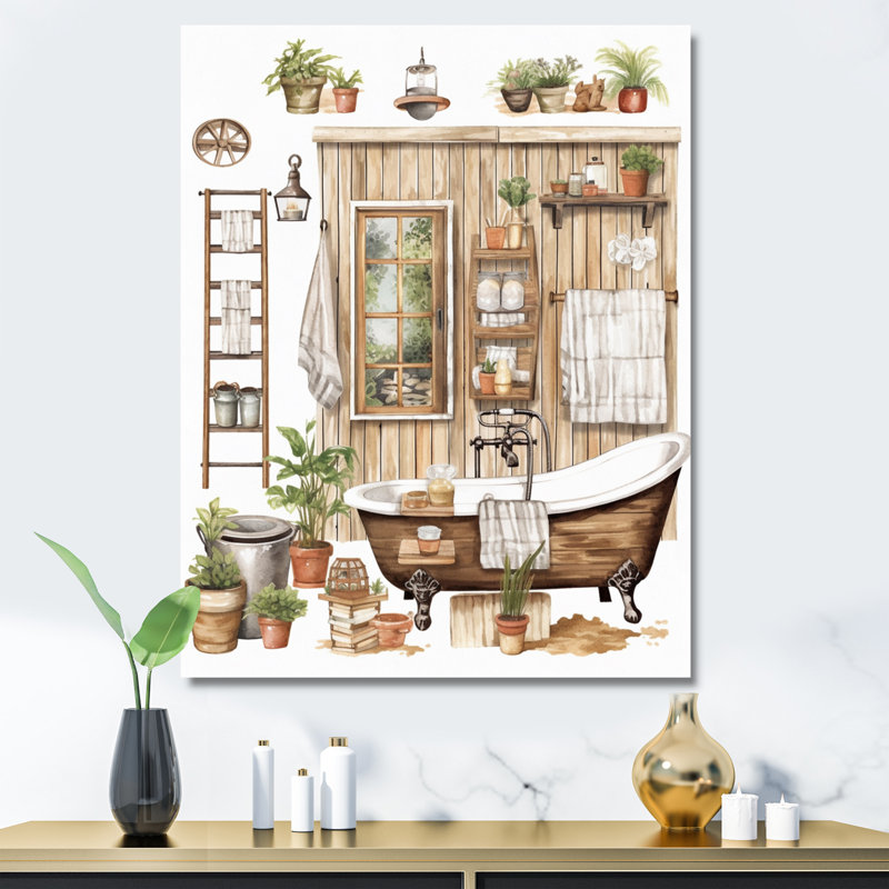 Décor de salle de bain naturel XXXIX, H 32 po x l 16 po x P 1 po, Toile tendue