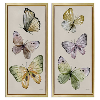 Delicate Butterfly Winged Trio, ensemble de 2 toiles flottantes encadrées par Carol Robinson