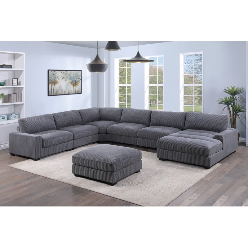 Chaise longue en velours côtelé Bahadur, Gris
