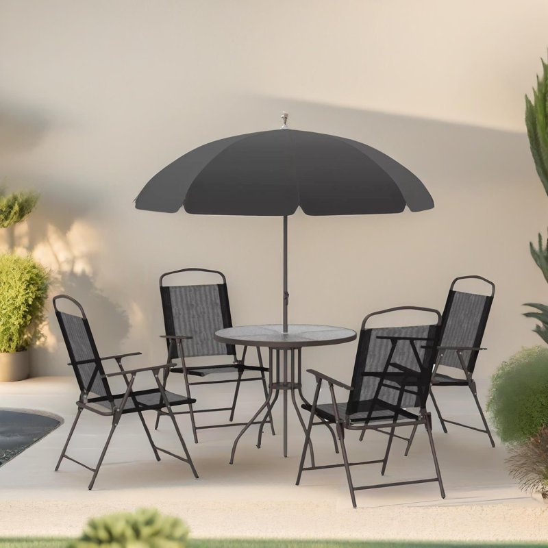 5 - Person 80cm Long Bistro Set With Parasol