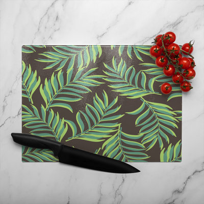 Palm Leaves Glass Chopping Board