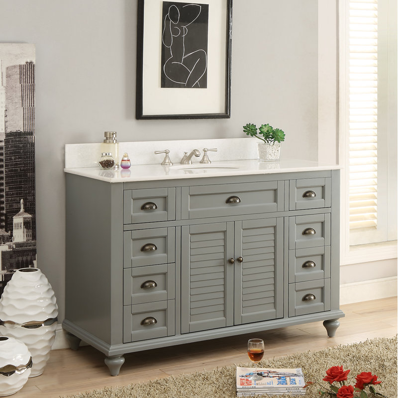 Schaible 49'' Single Bathroom Vanity with Stone Top, Gray