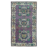 Vintage One-of-a-Kind 3'1" X 5'3" 1960s Wool Area Rug Purple