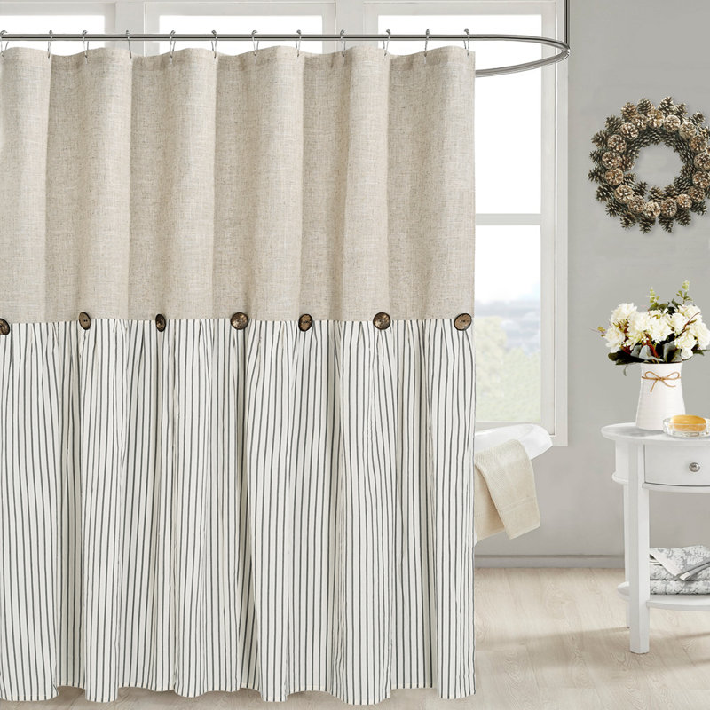 Rideau de douche Patchwork, H 72 po x l 72 po, Gris/beige