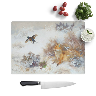 Fox and Grouse by Bruno Liljefors Chopping Board