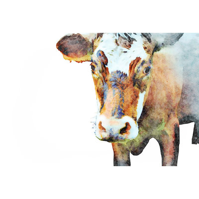 Winnfield Watercolour of a Cow 1 Piece Wrapped Canvas Wall Art