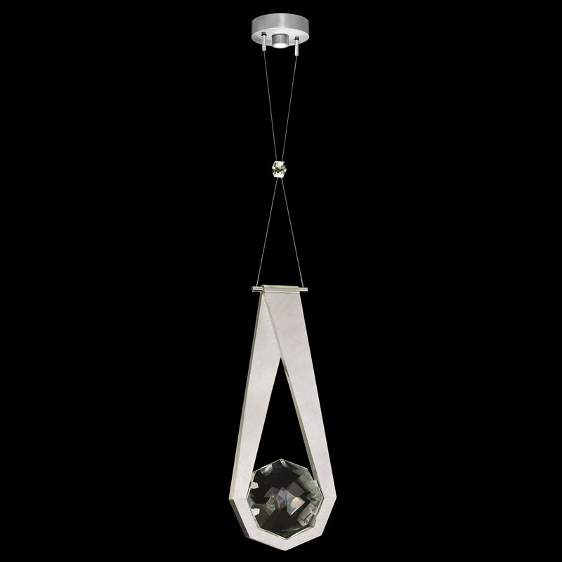 Luminaire suspendu rond l 10,25 po Aria, Argent brossé