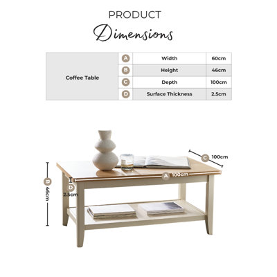 Eden Coffee Table Oak Cream