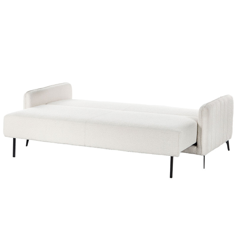 3 Seater Sofa Bed, White Boucle