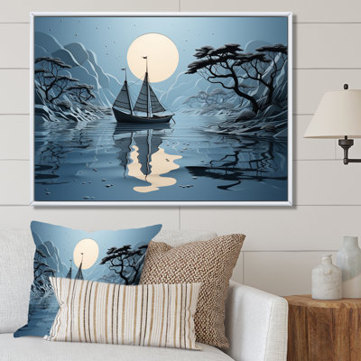 Collage de bateau bleu - impression