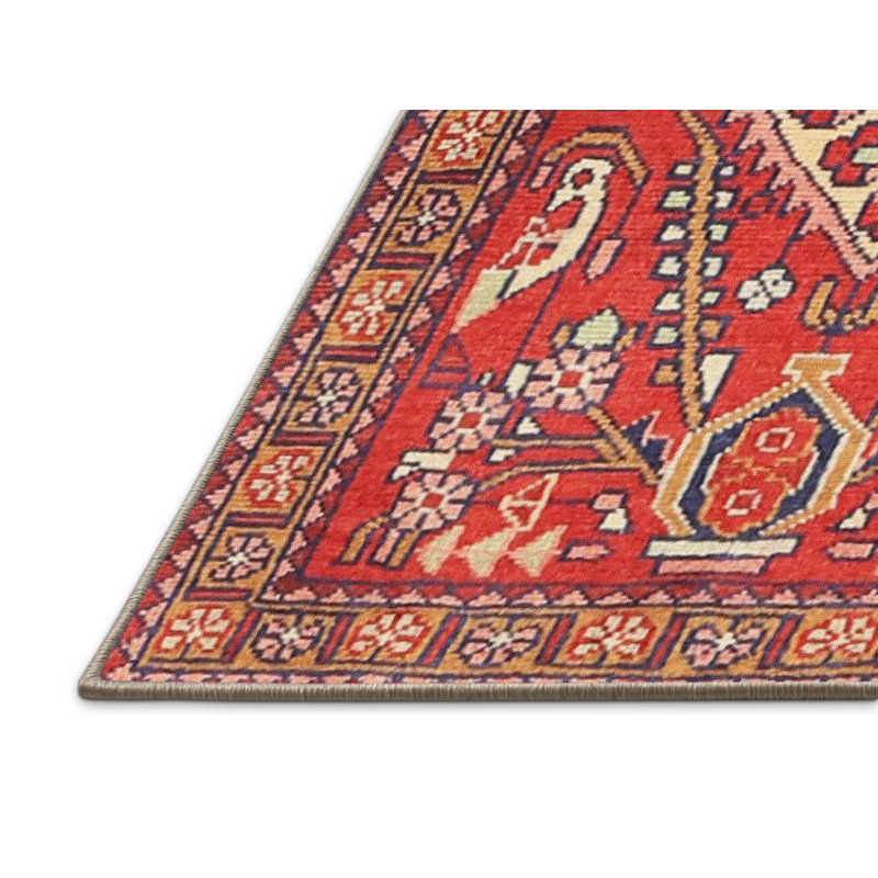 Laine tissée à la machine de style oriental cannava/polyester rouge/beige/bleu Tapis décoratif, Rectangle 7 pi x 10 pi