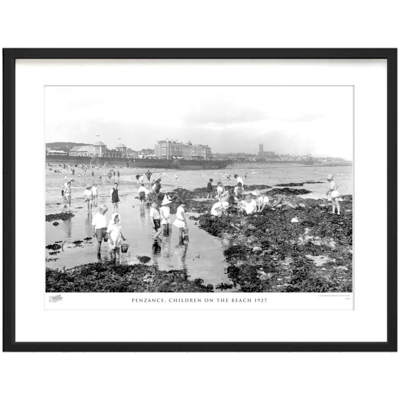 Penzance, Children On The Beach 1927 - Single Picture Frame Print, 60cm H x 80cm W x 2.3cm D