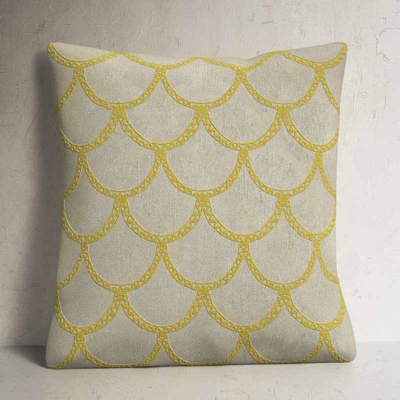 Cedartown Embroidered Linen Pillow Cover, 22" H x 22" W x 1" D, Buttercup