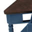 Petite table de coin triangulaire de 33,8 po avec 3 pieds en bois massif, bleu marine et plateau, idéal pour les couloirs de chambre à coucher, assemblage rapide, espaces de sécurité aux bords arrondis, long, fini, coupes de rangement,