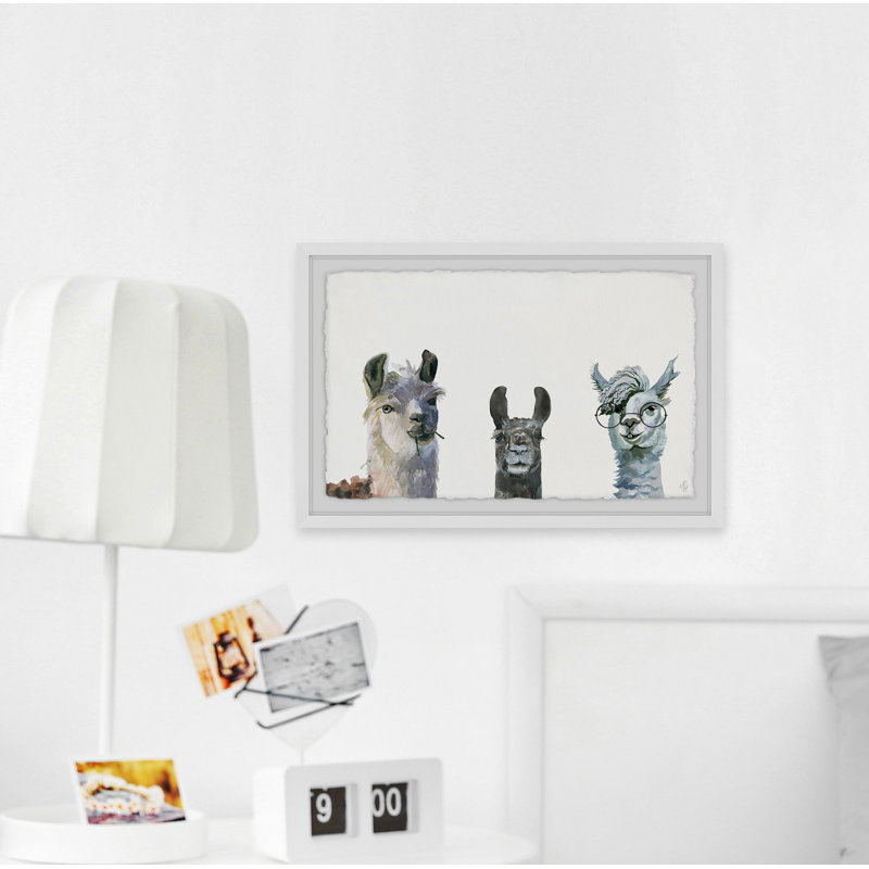 Art encadré Agawam Llama Squad, H 20 po x l 30 po x P 1,5 po, Cadre blanc