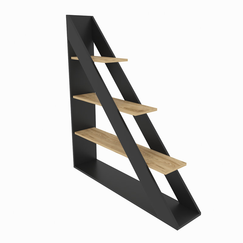 Kymia Ladder Bookcase, Black/Oak