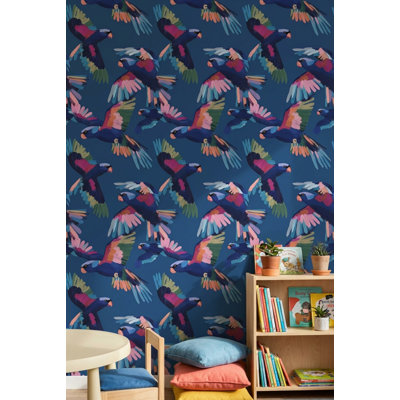 Oiseaux, papier peint abstrait coloré, décoration murale amovible