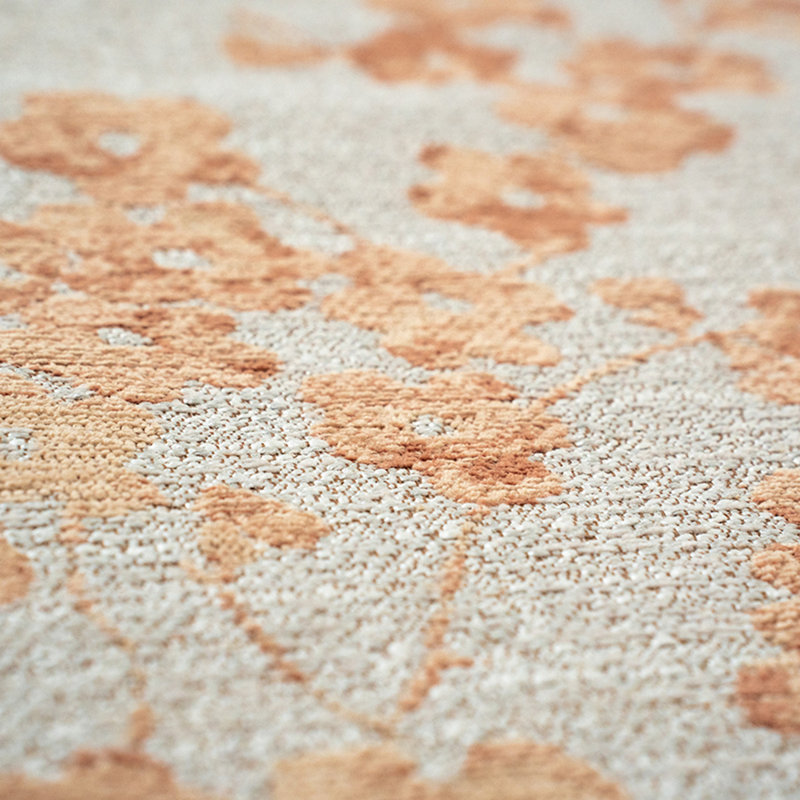 Rectangle Abstract Jacquard Indoor / Outdoor Washable Area Rug, Beige, Square 140 cm