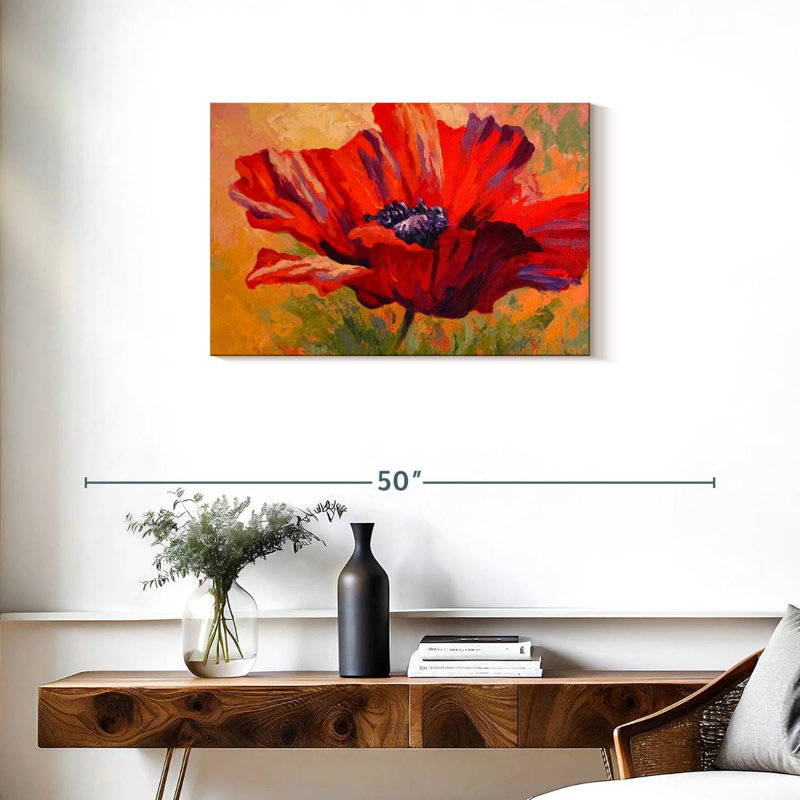 Délicat coquelicot rouge, H 20 po x l 30 po