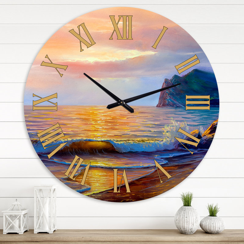 Horloge murale de bord de mer reflétant le soleil à travers les vagues de braquage XIII, Grand