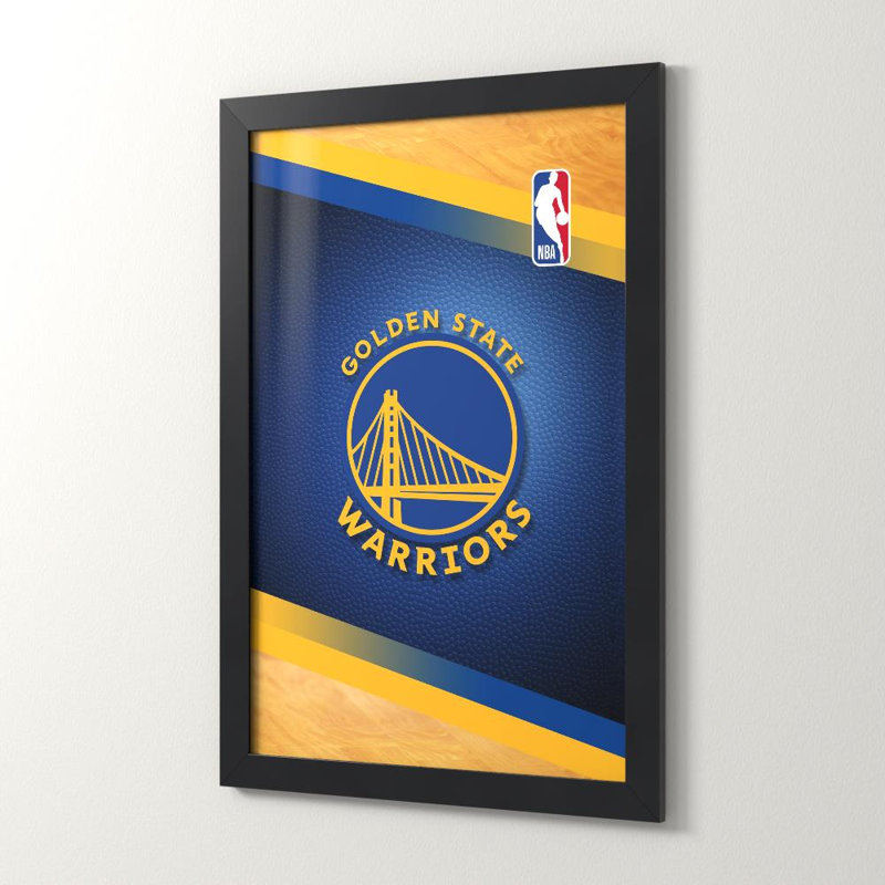 Art mural Golden State Warriors NBA, H 36 po x l 24 po, Acrylique encadré, Noir