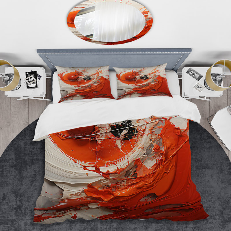 Ensemble de housse de couette Red Spiral Chaos Unleashed - Abstract Collages