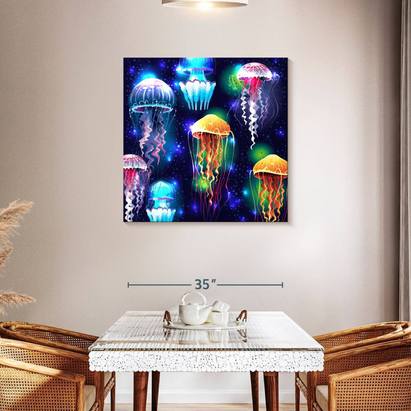 Glowing Sea Jellyfish, 36" H x 36" W