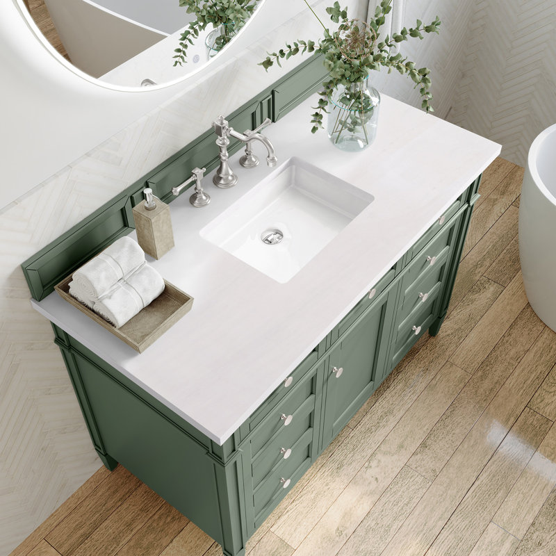 Brittany 48'' W Single Vanity, White Zeus, Smokey Celadon, 8" Widespread