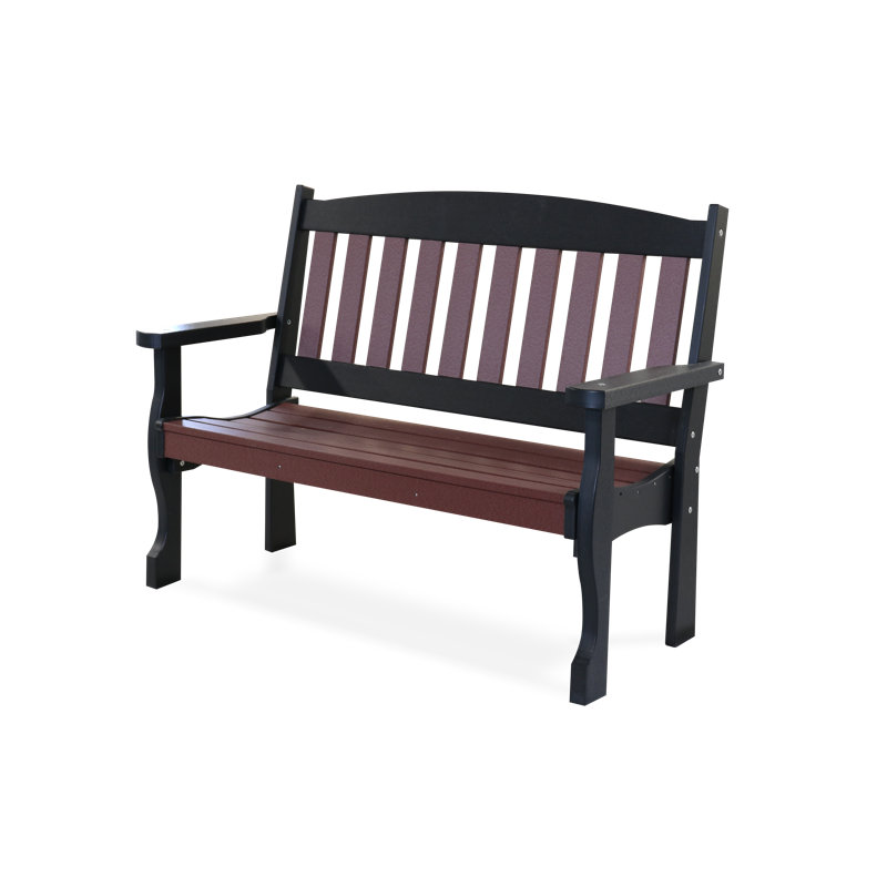 Banc de jardin en plastique Leeroy, Bois de cerisier / noir